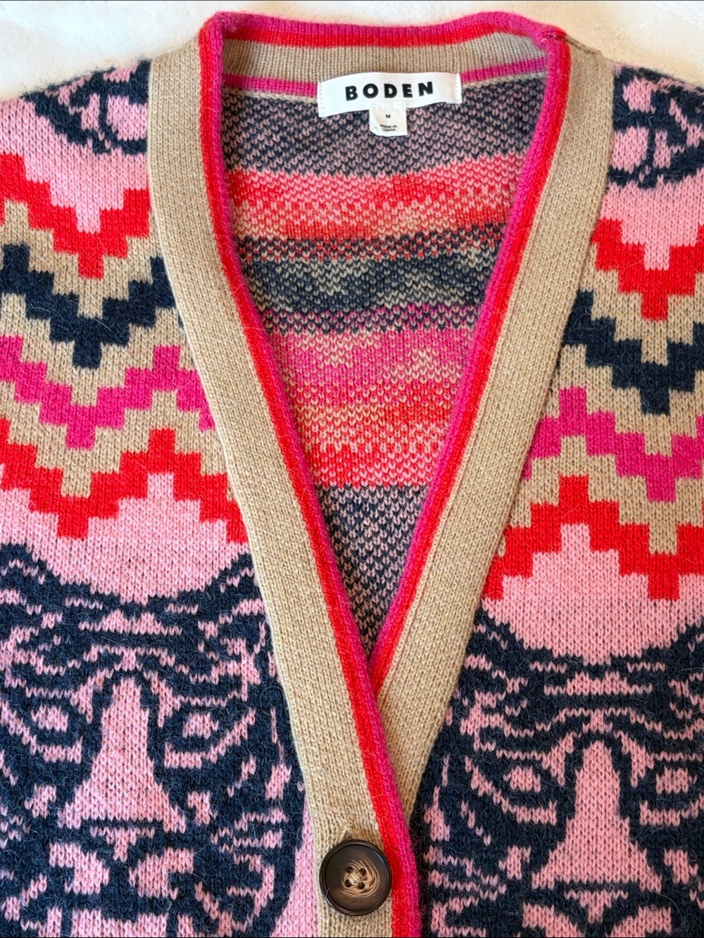 BODEN Patterned Button-Front Women's Cardigan Sweater - Picture 8 of 10